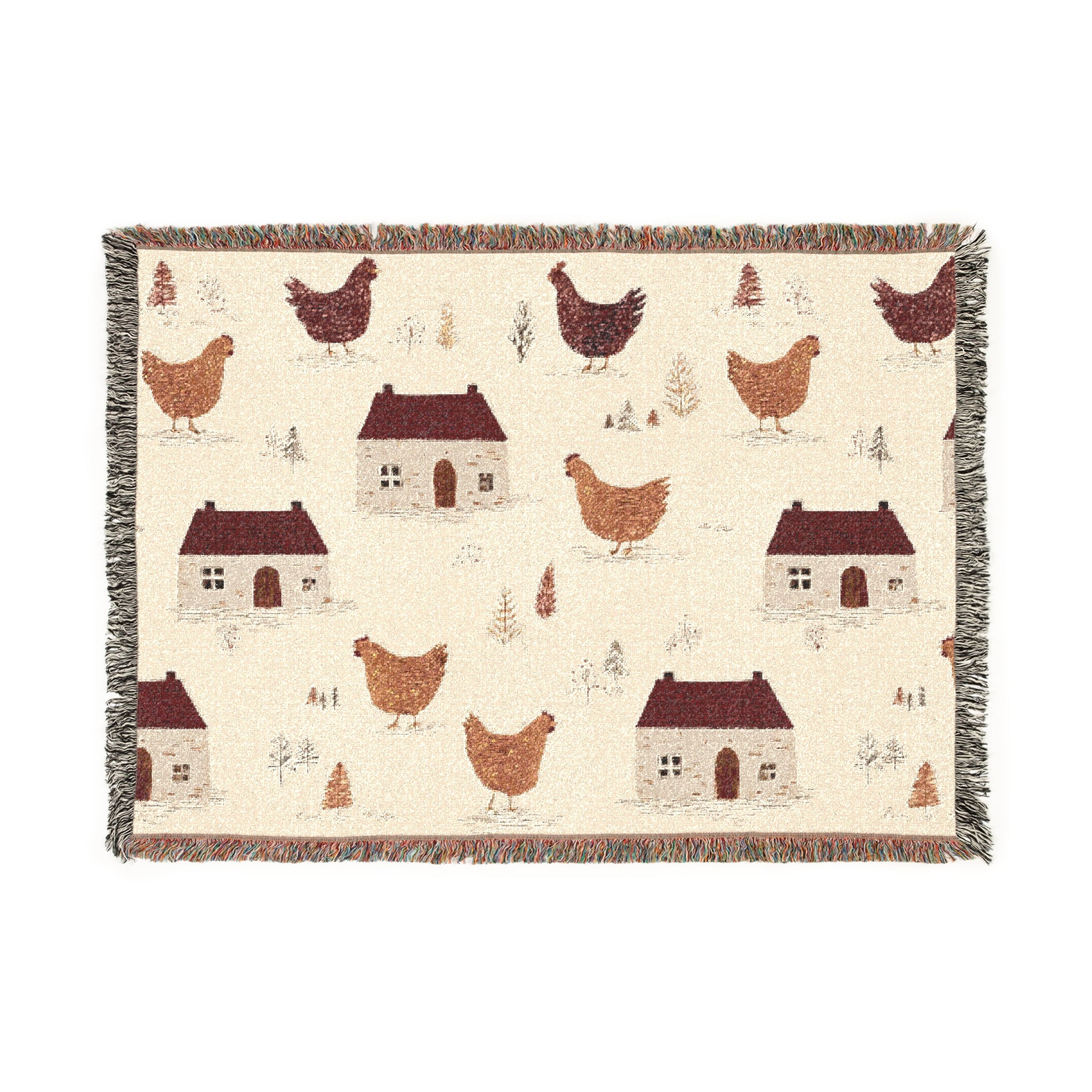 Woven Blanket - Cottage Core Farmhouse Chicken Homestead