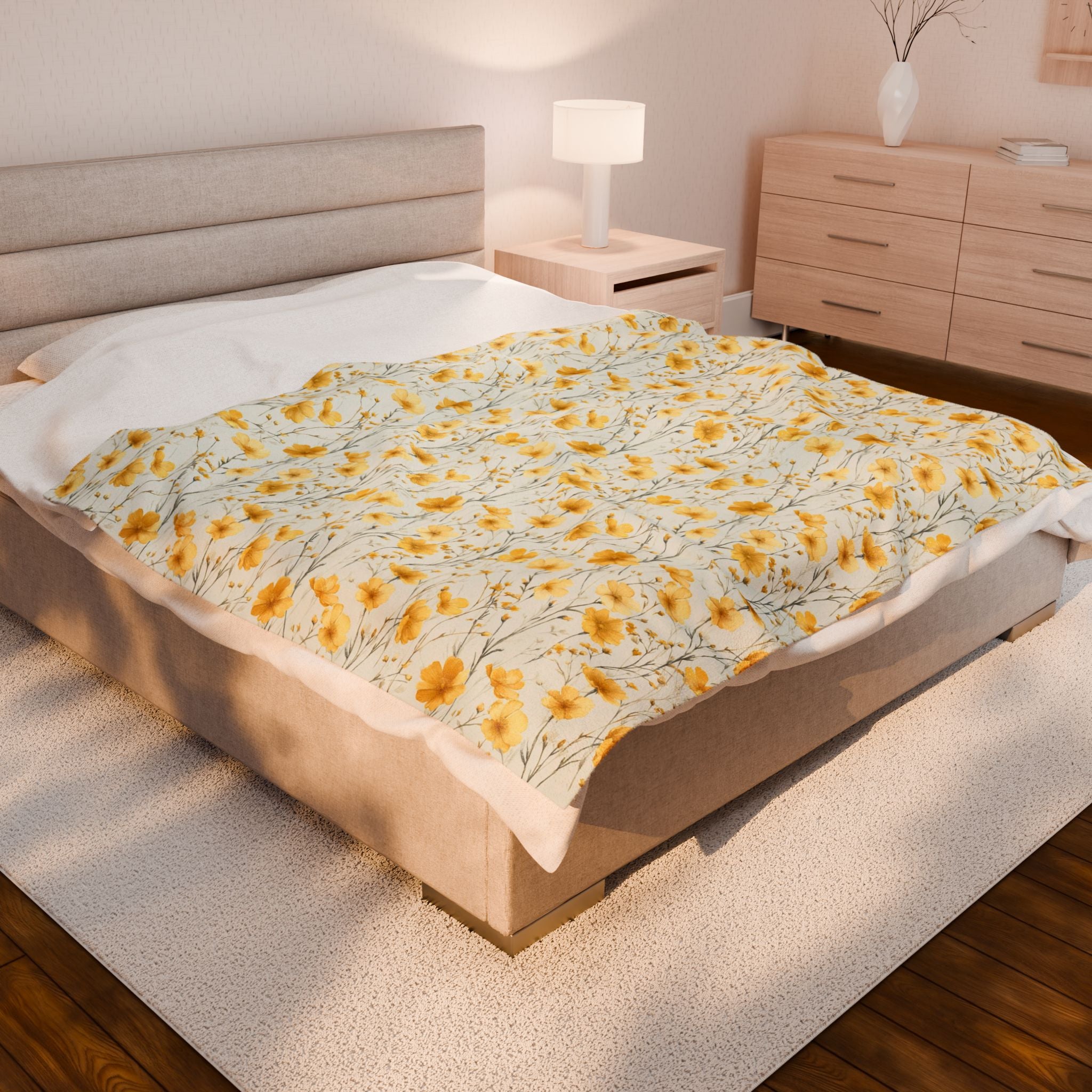 Floral Velveteen Plush Blanket - Cozy Gift for Home, Nursery Decor, Couch Blanket, Travel Comfort, Spring Celebration