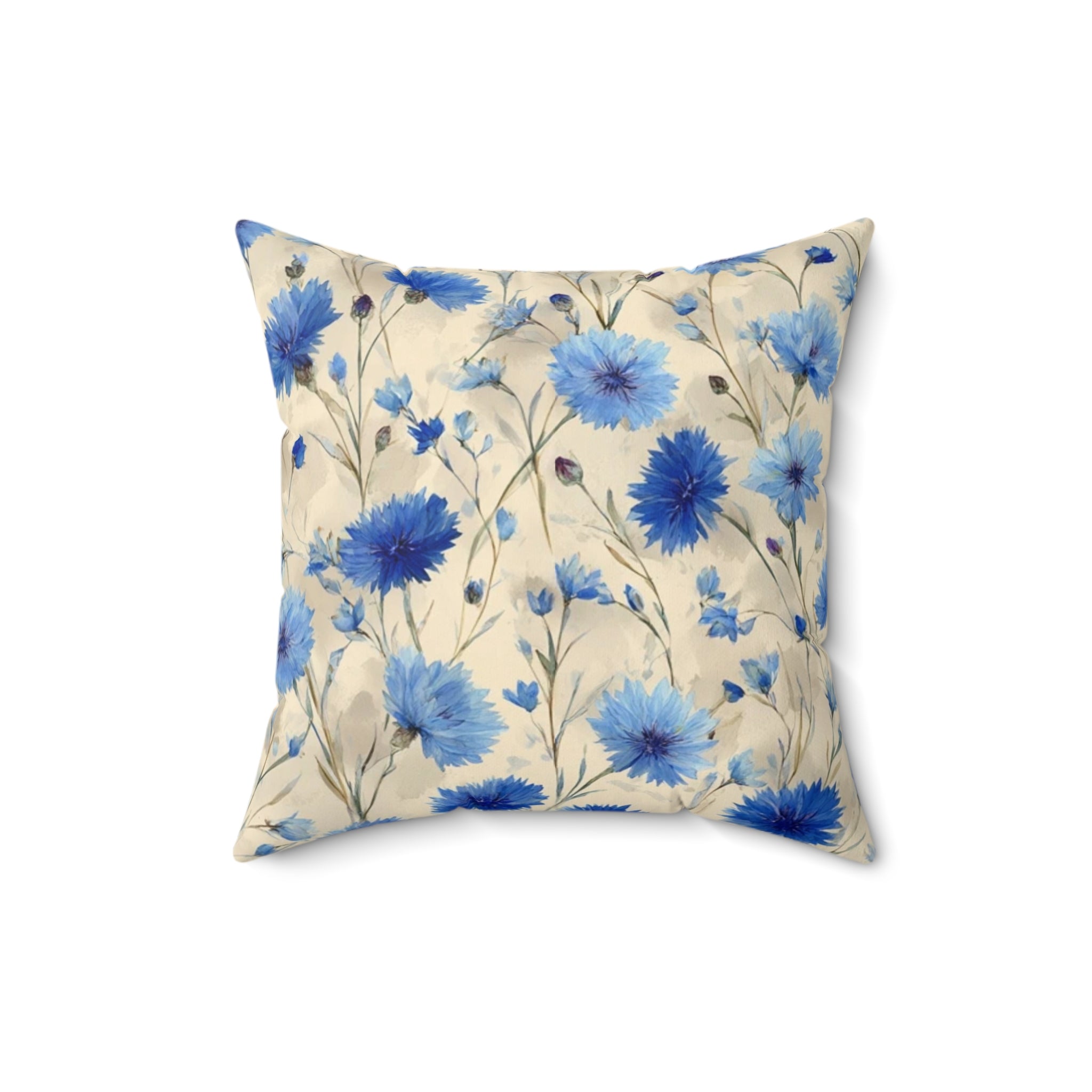 Blue Floral Throw Pillow, Cozy Couch Decor, Gift for Home, Living Room Accent, Flower Pattern Pillow