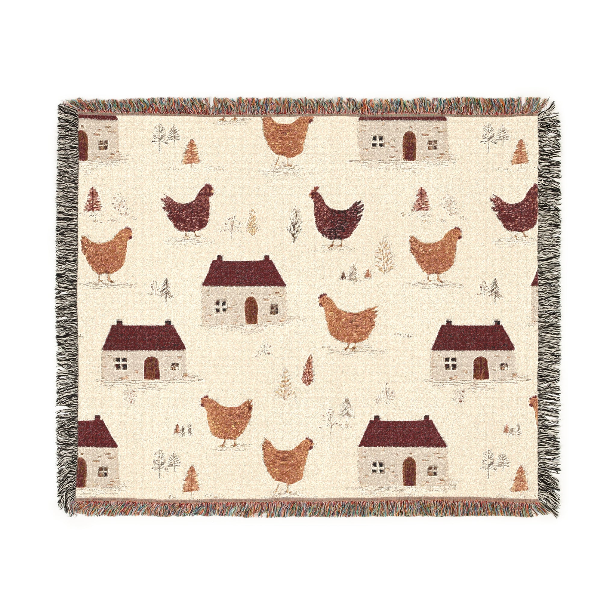 Woven Blanket - Cottage Core Farmhouse Chicken Homestead