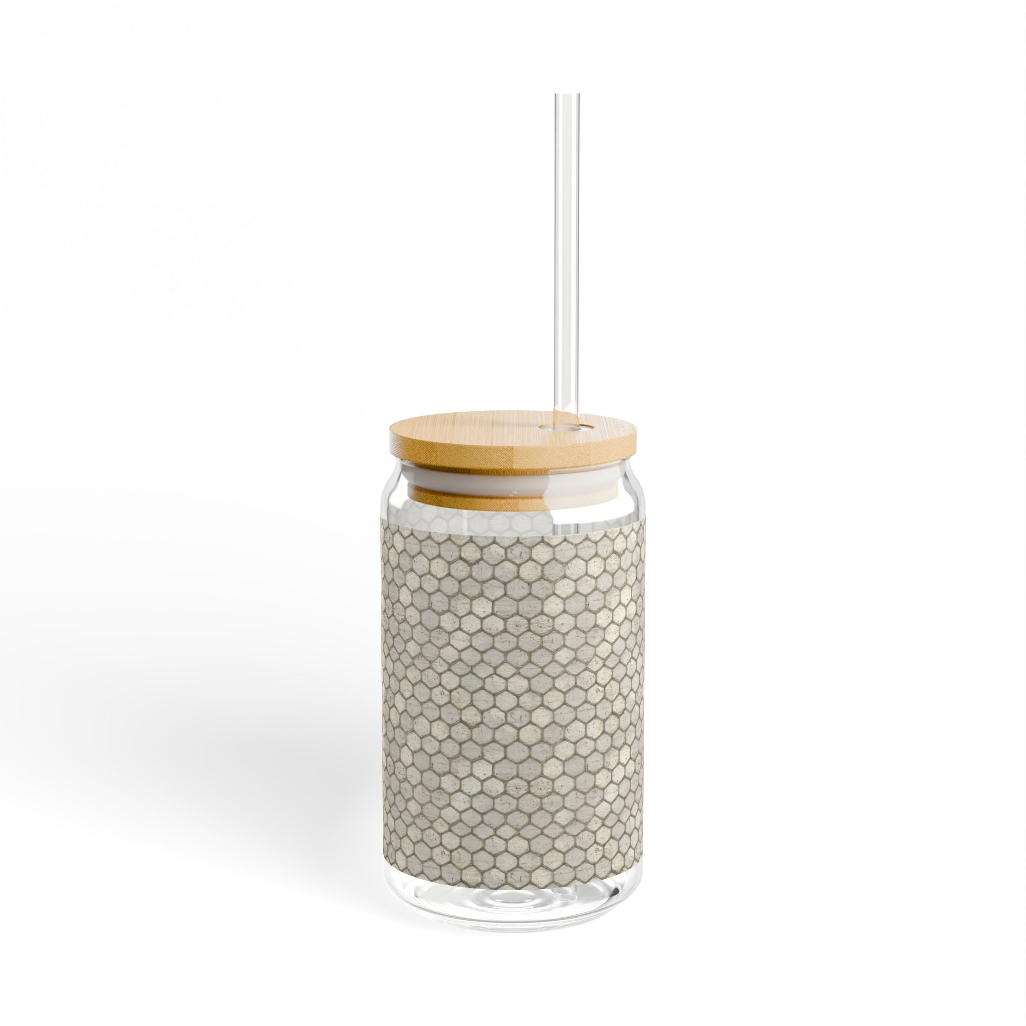 Honeycomb Pattern Sipper Glass, 16oz | Eco-Friendly Drinkware, Perfect for Summer Refreshments, Housewarming Gift, Unique Kitchen Decor