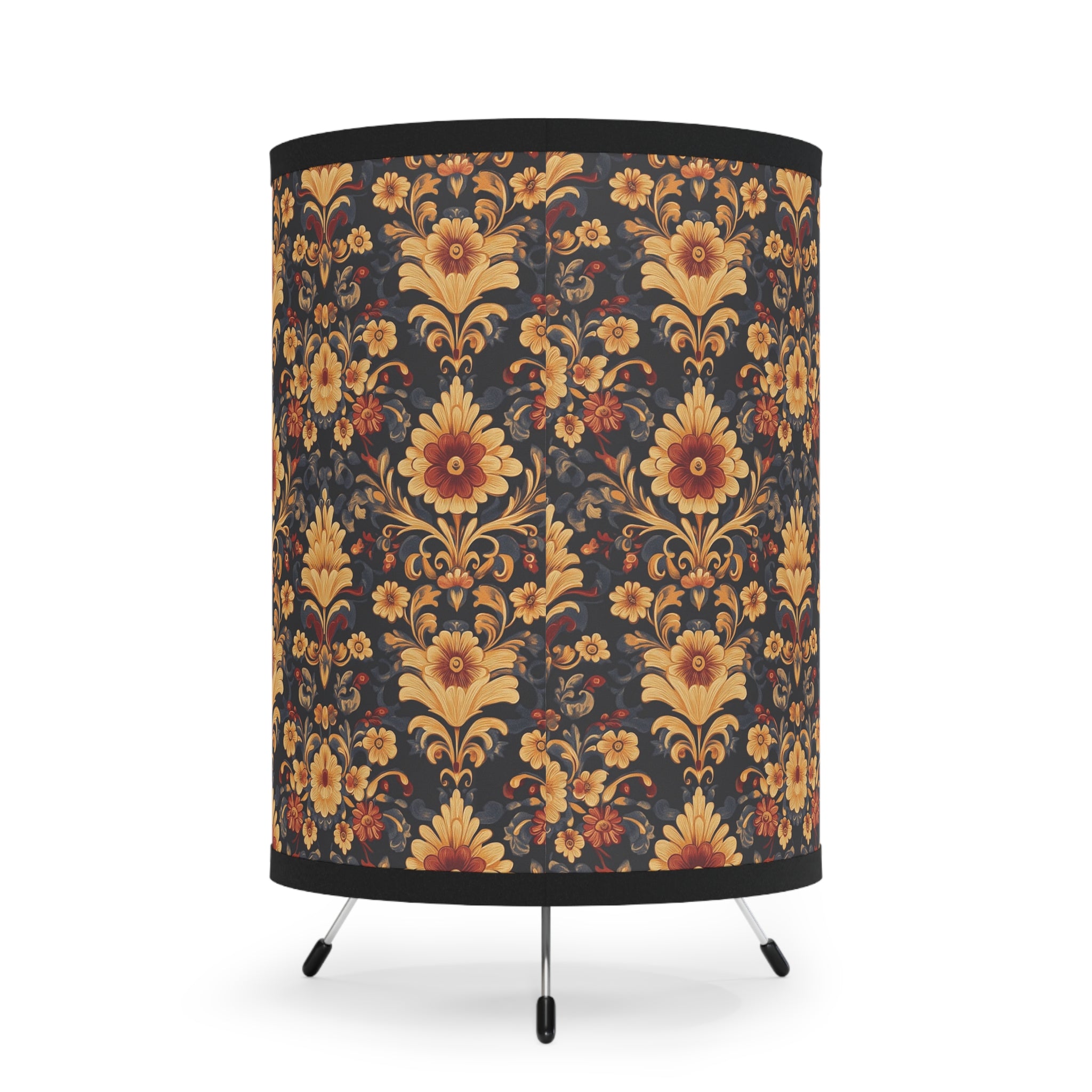 Elegant Floral Tripod Lamp, Vintage Home Decor, Living Room Lighting, Boho Style, Unique Gift