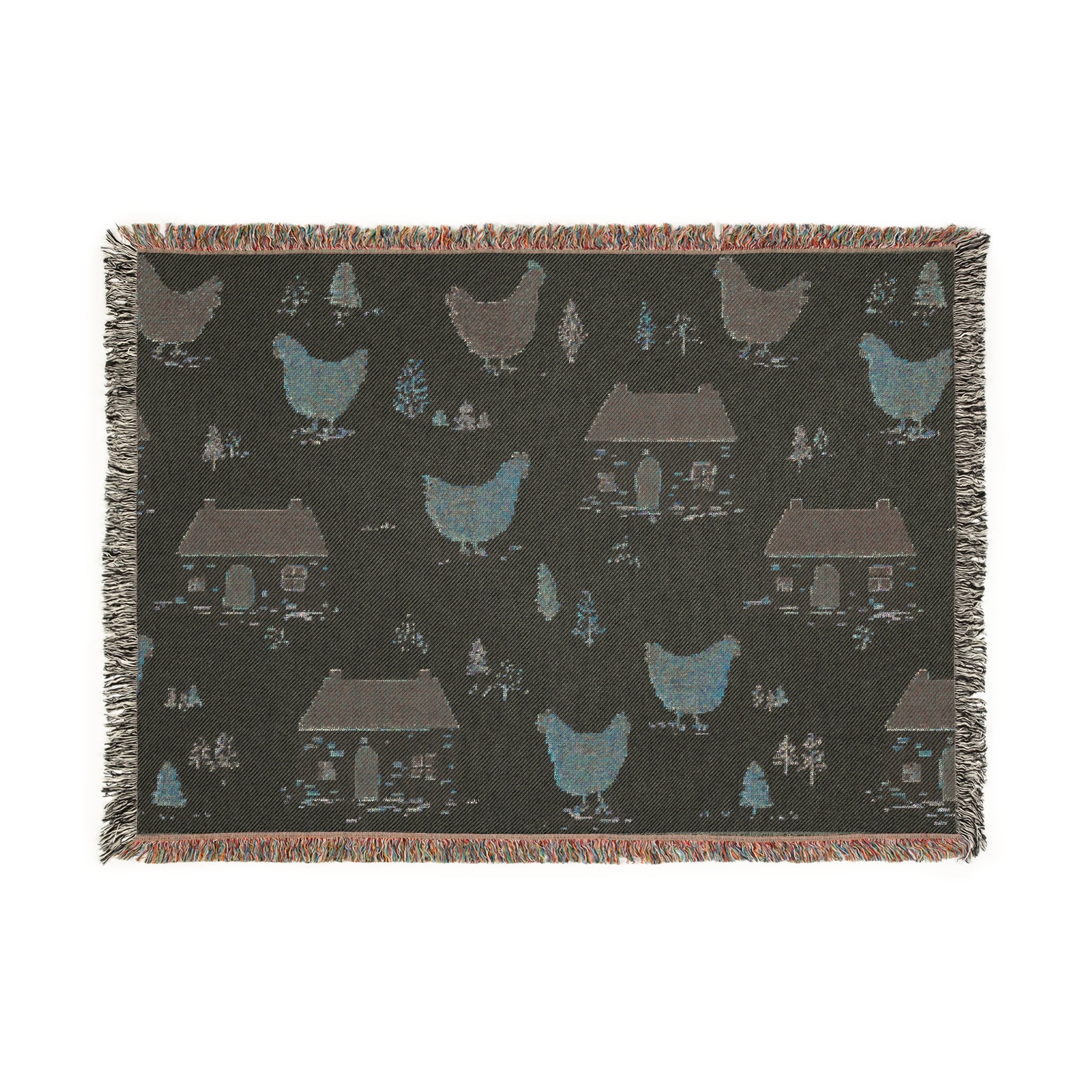 Woven Blanket - Cottage Core Farmhouse Chicken Homestead