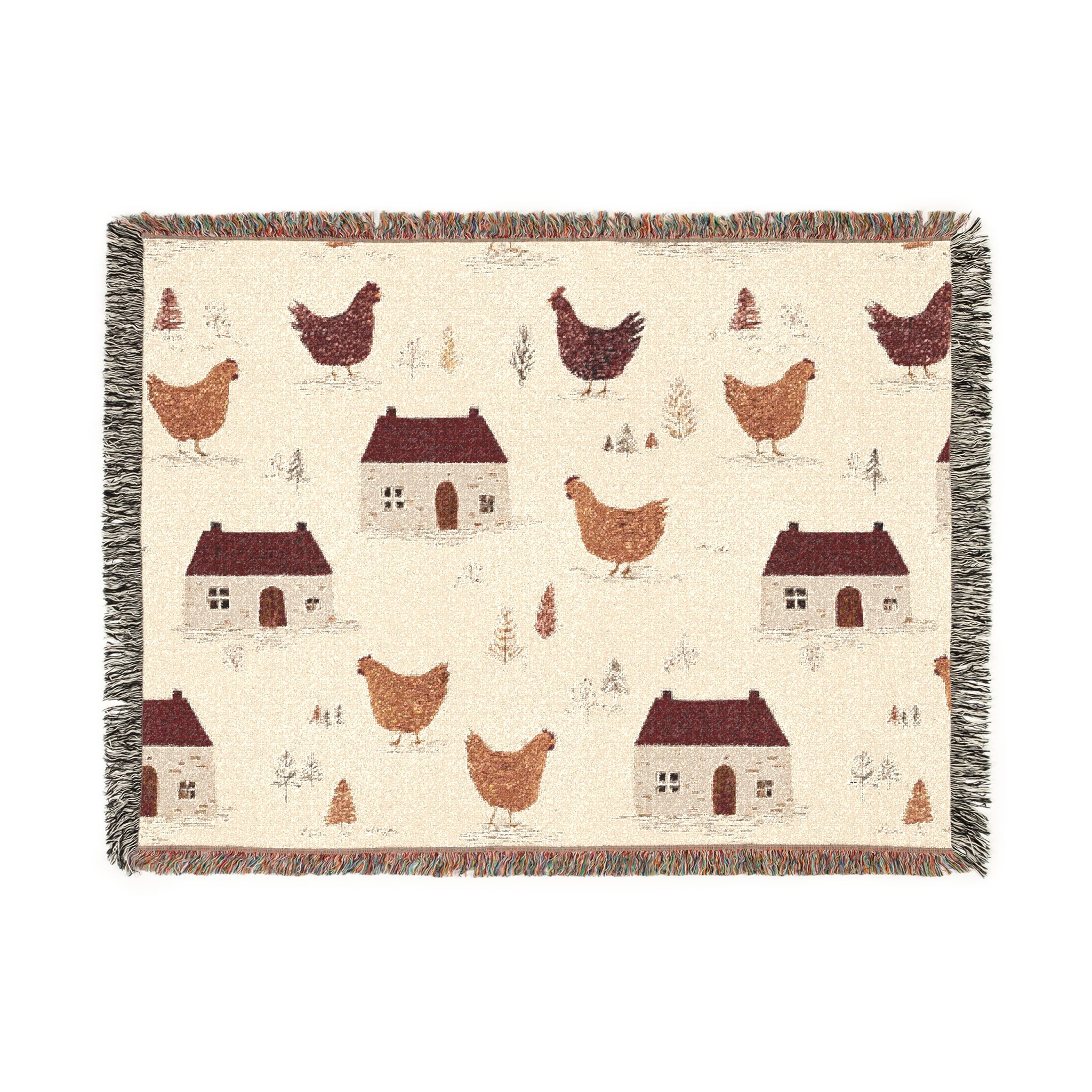Woven Blanket - Cottage Core Farmhouse Chicken Homestead