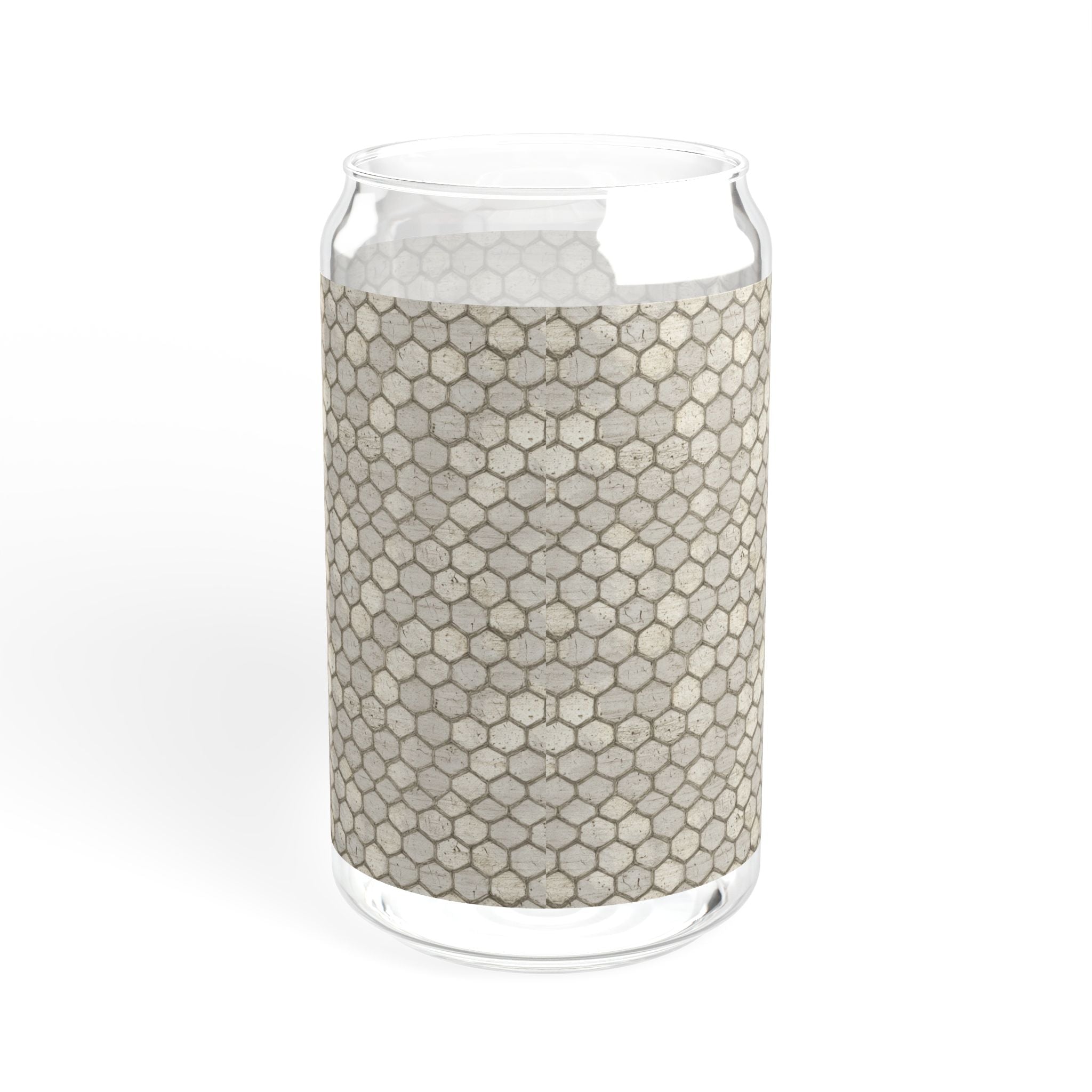 Honeycomb Pattern Sipper Glass, 16oz | Eco-Friendly Drinkware, Perfect for Summer Refreshments, Housewarming Gift, Unique Kitchen Decor