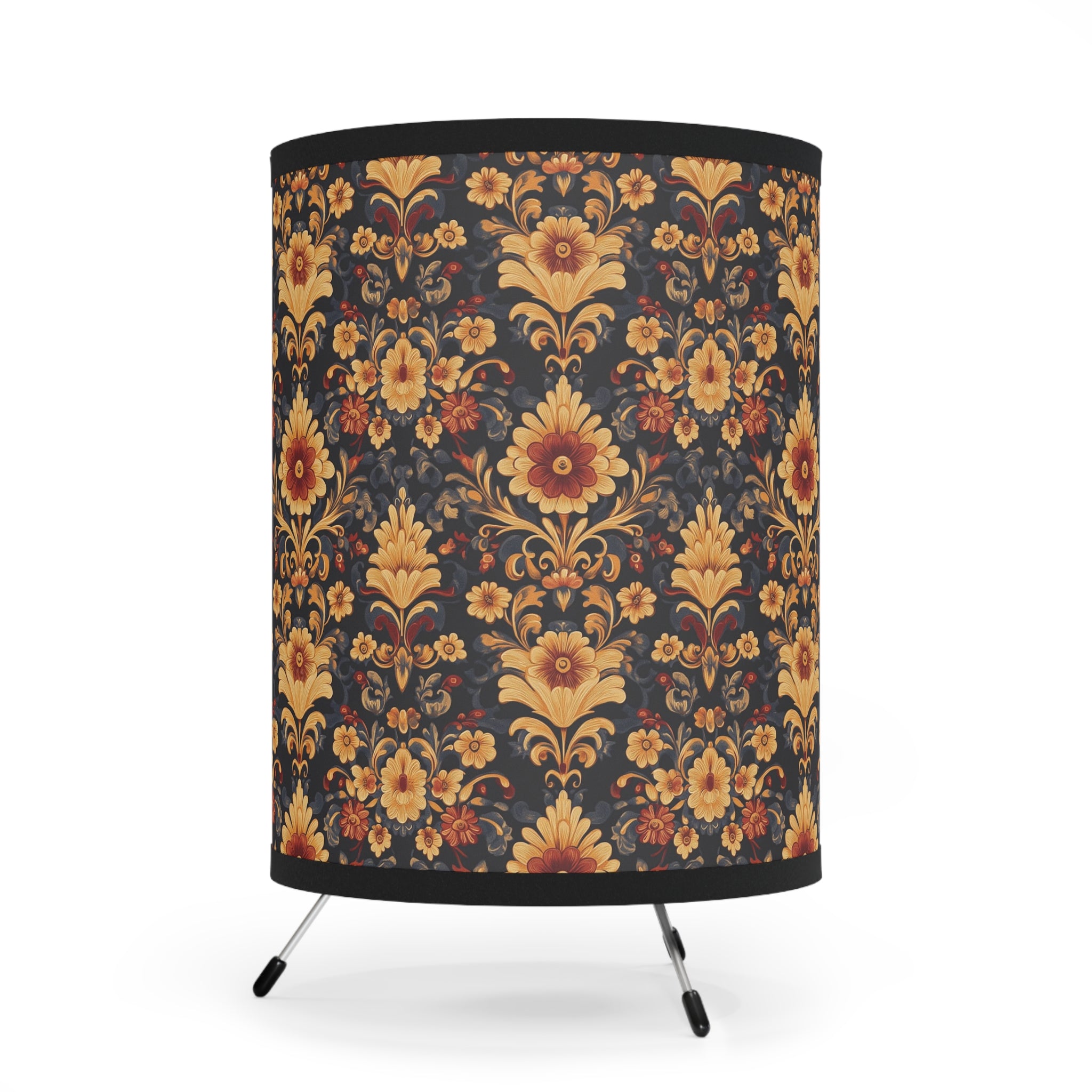 Elegant Floral Tripod Lamp, Vintage Home Decor, Living Room Lighting, Boho Style, Unique Gift