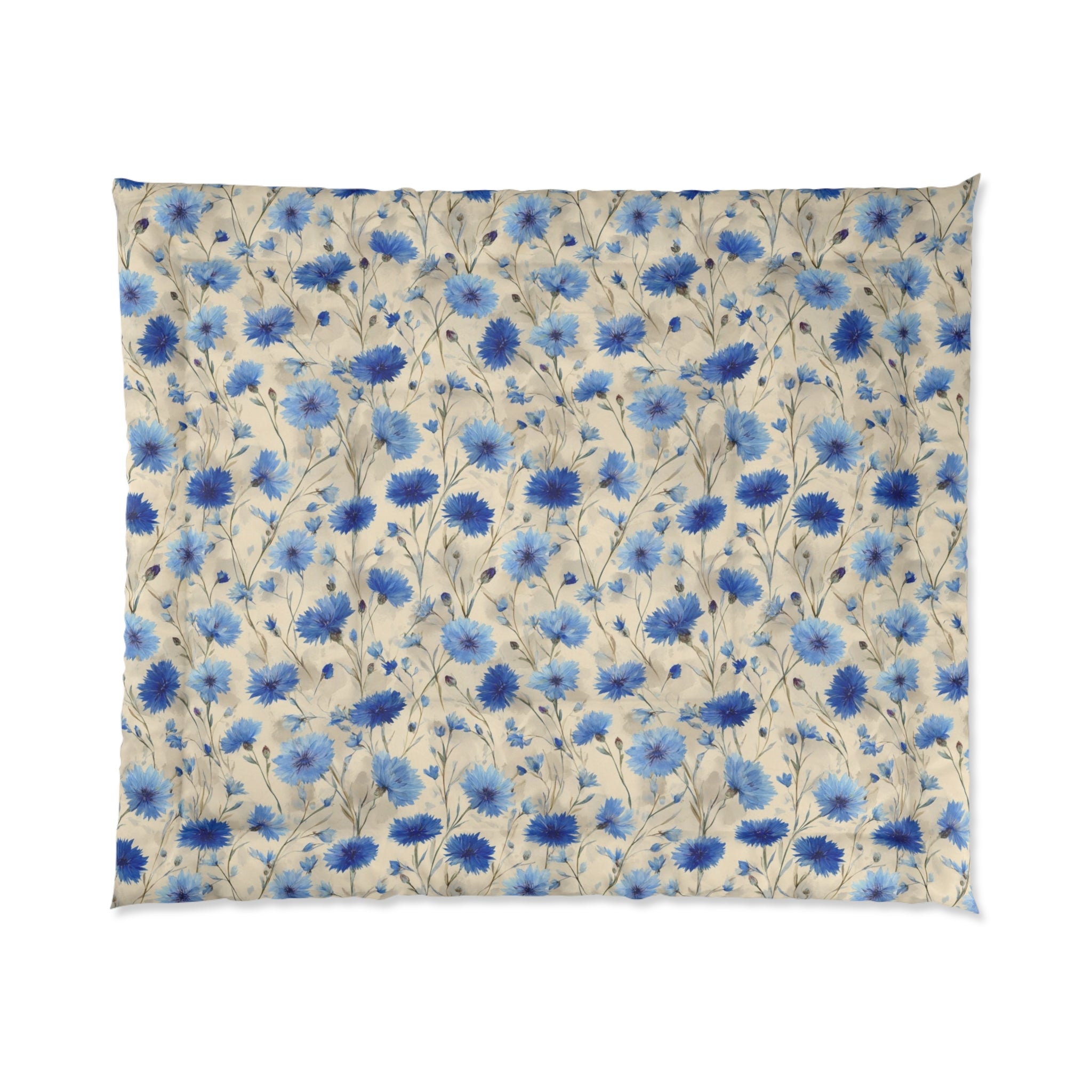 Floral Comforter - Cozy Blue Flower Bedding, Soft Home Decor, Ideal Gift for Housewarming, Bedroom Essentials, Spring Decor