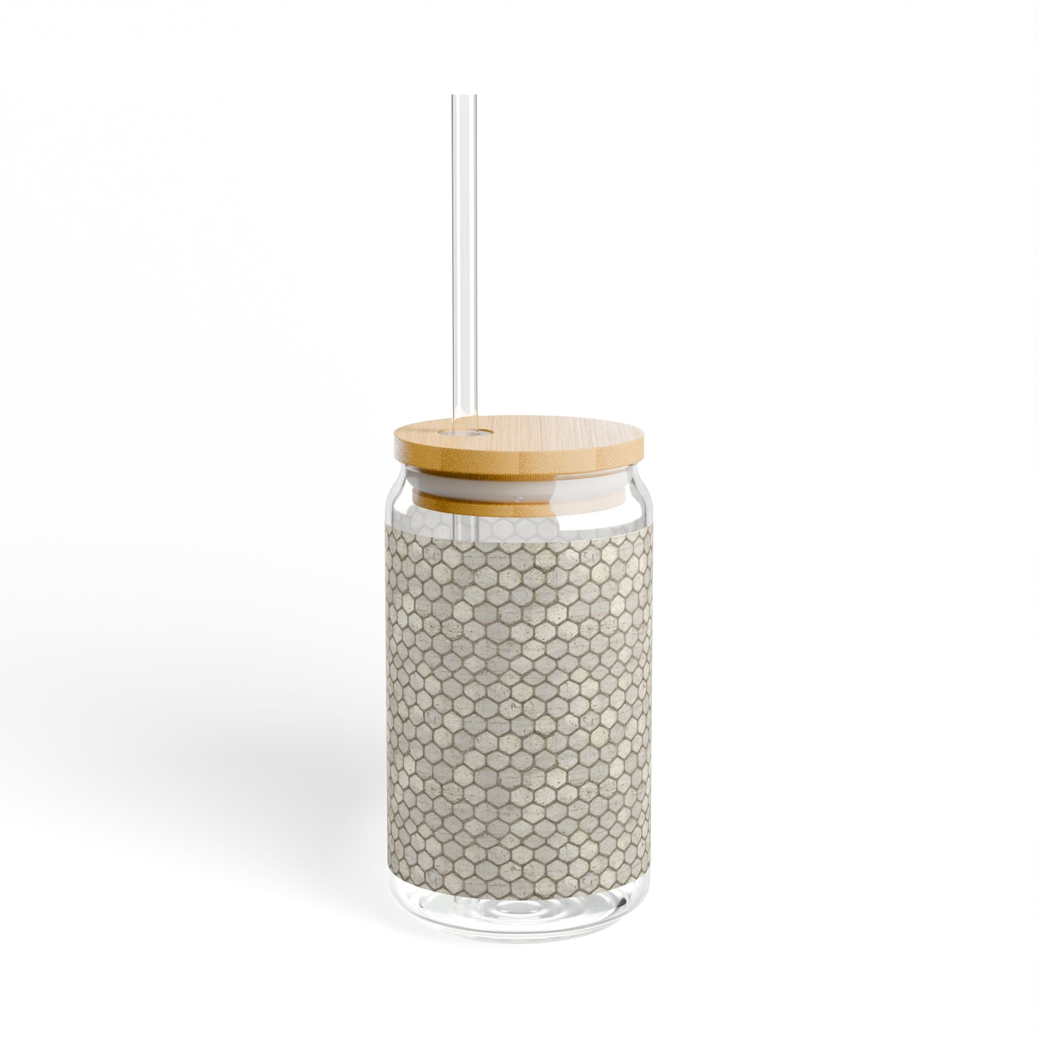 Honeycomb Pattern Sipper Glass, 16oz | Eco-Friendly Drinkware, Perfect for Summer Refreshments, Housewarming Gift, Unique Kitchen Decor