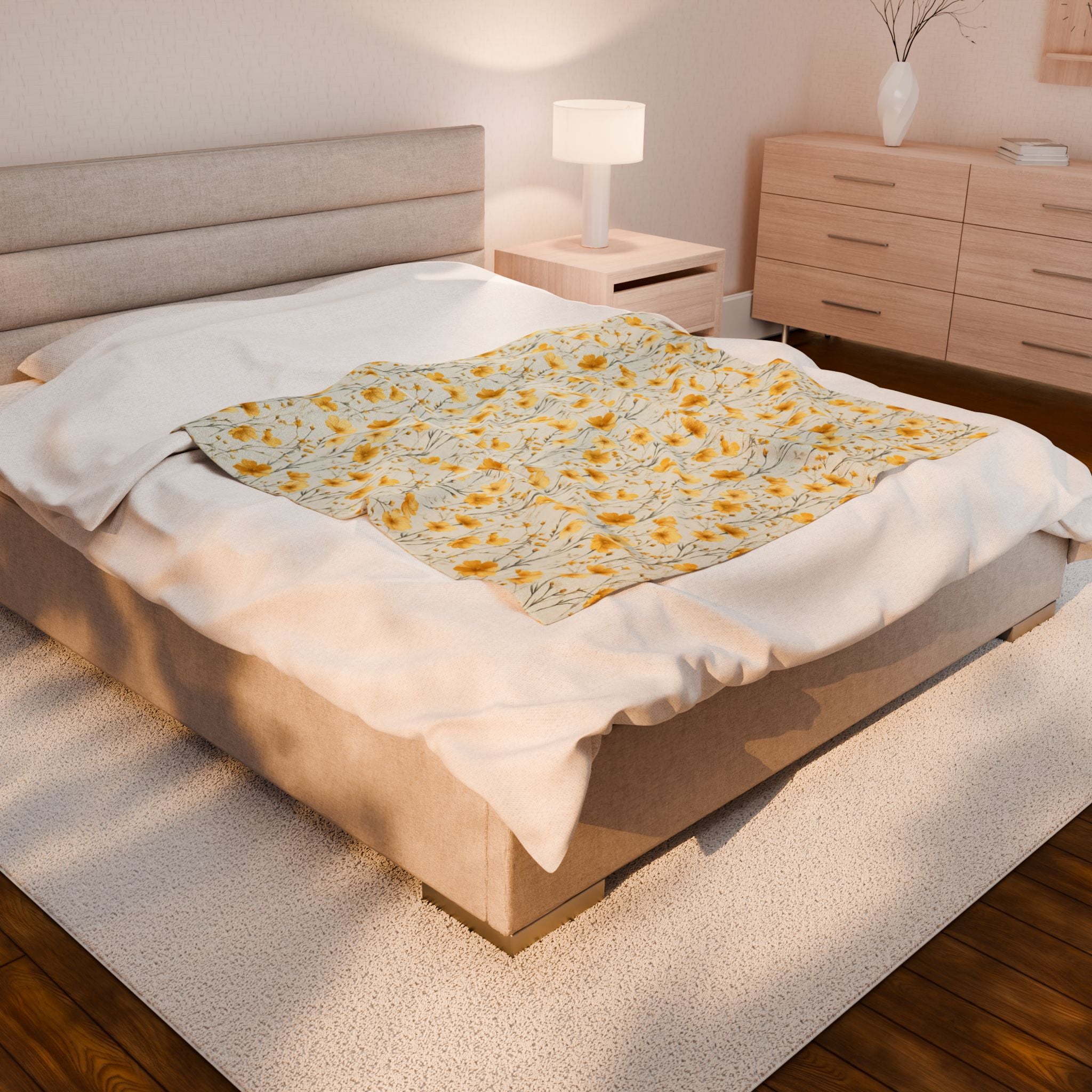 Floral Velveteen Plush Blanket - Cozy Gift for Home, Nursery Decor, Couch Blanket, Travel Comfort, Spring Celebration