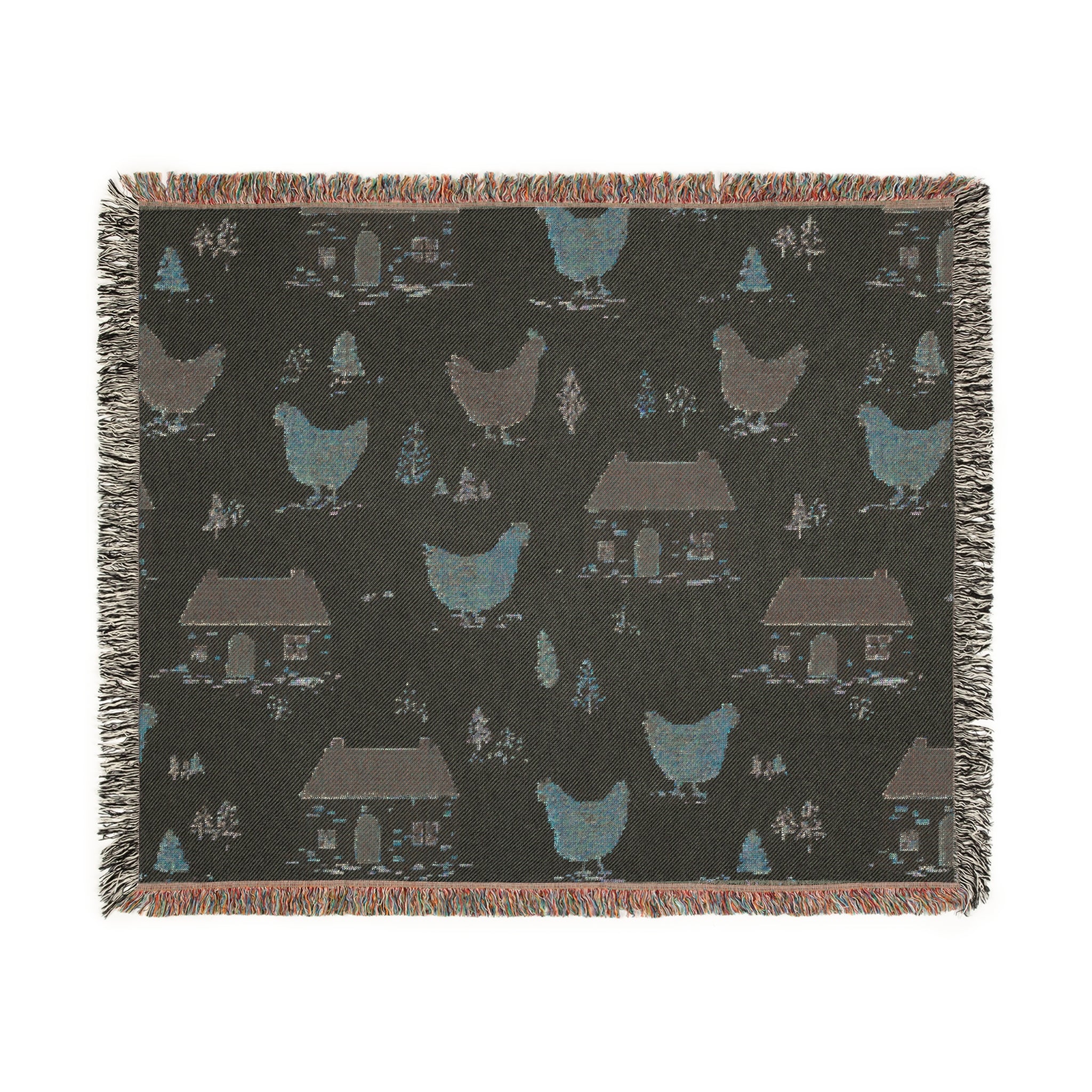 Woven Blanket - Cottage Core Farmhouse Chicken Homestead