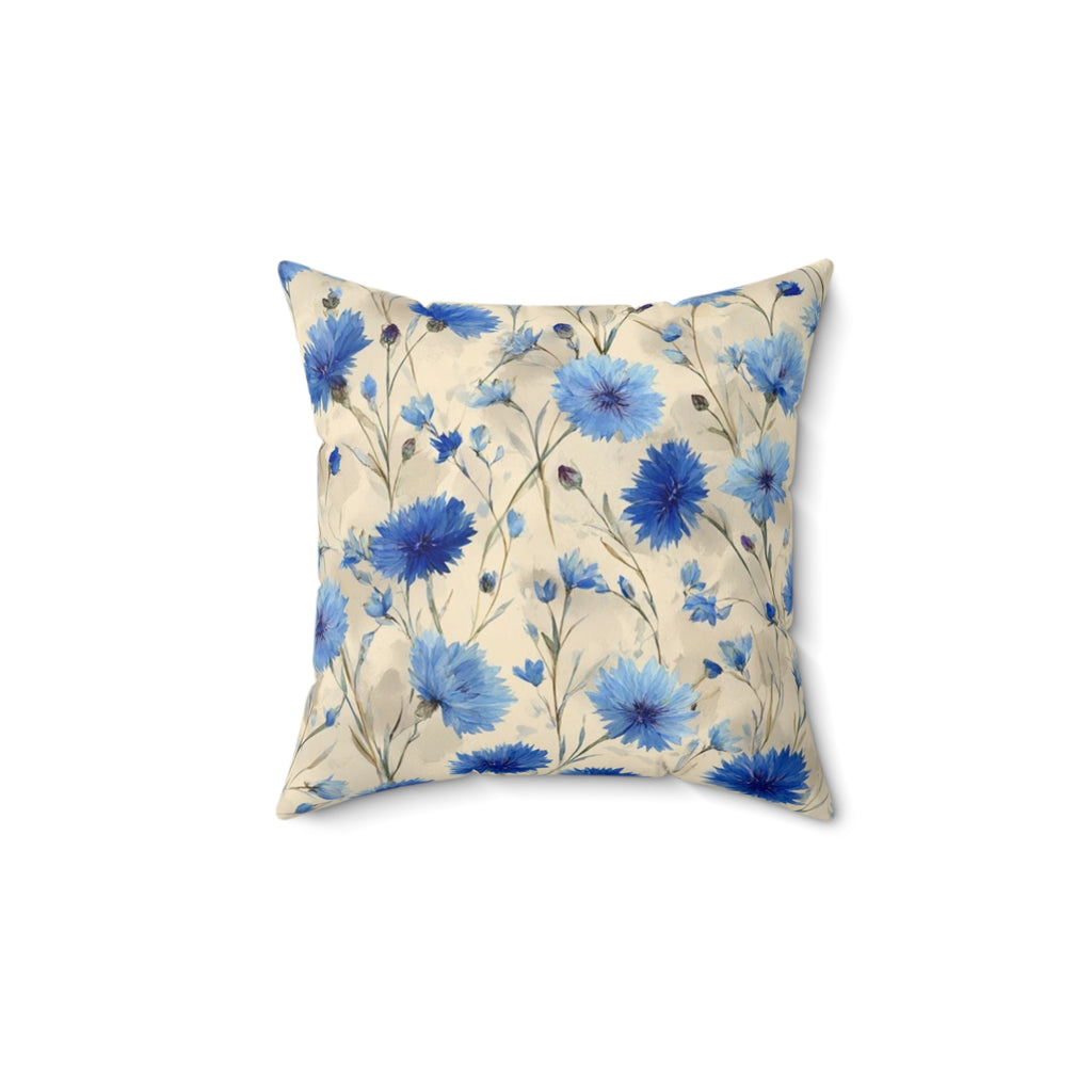 Blue Floral Throw Pillow, Cozy Couch Decor, Gift for Home, Living Room Accent, Flower Pattern Pillow