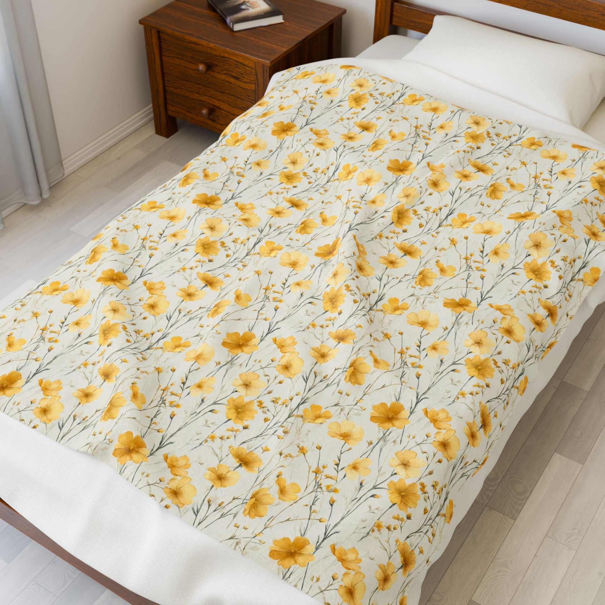Floral Velveteen Plush Blanket - Cozy Gift for Home, Nursery Decor, Couch Blanket, Travel Comfort, Spring Celebration