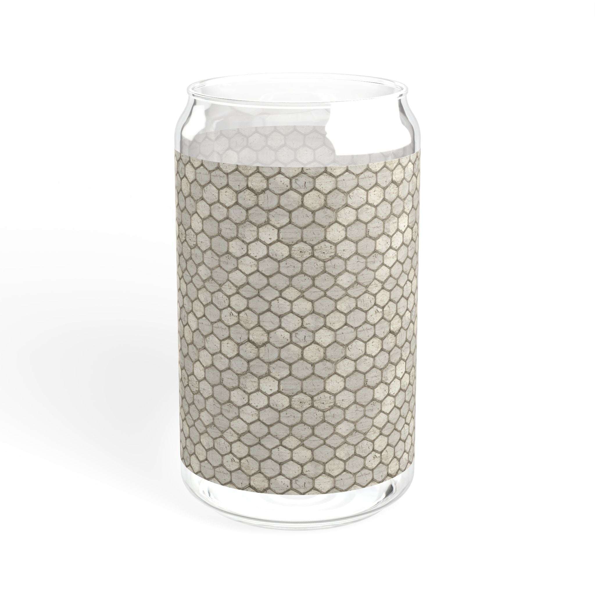 Honeycomb Pattern Sipper Glass, 16oz | Eco-Friendly Drinkware, Perfect for Summer Refreshments, Housewarming Gift, Unique Kitchen Decor
