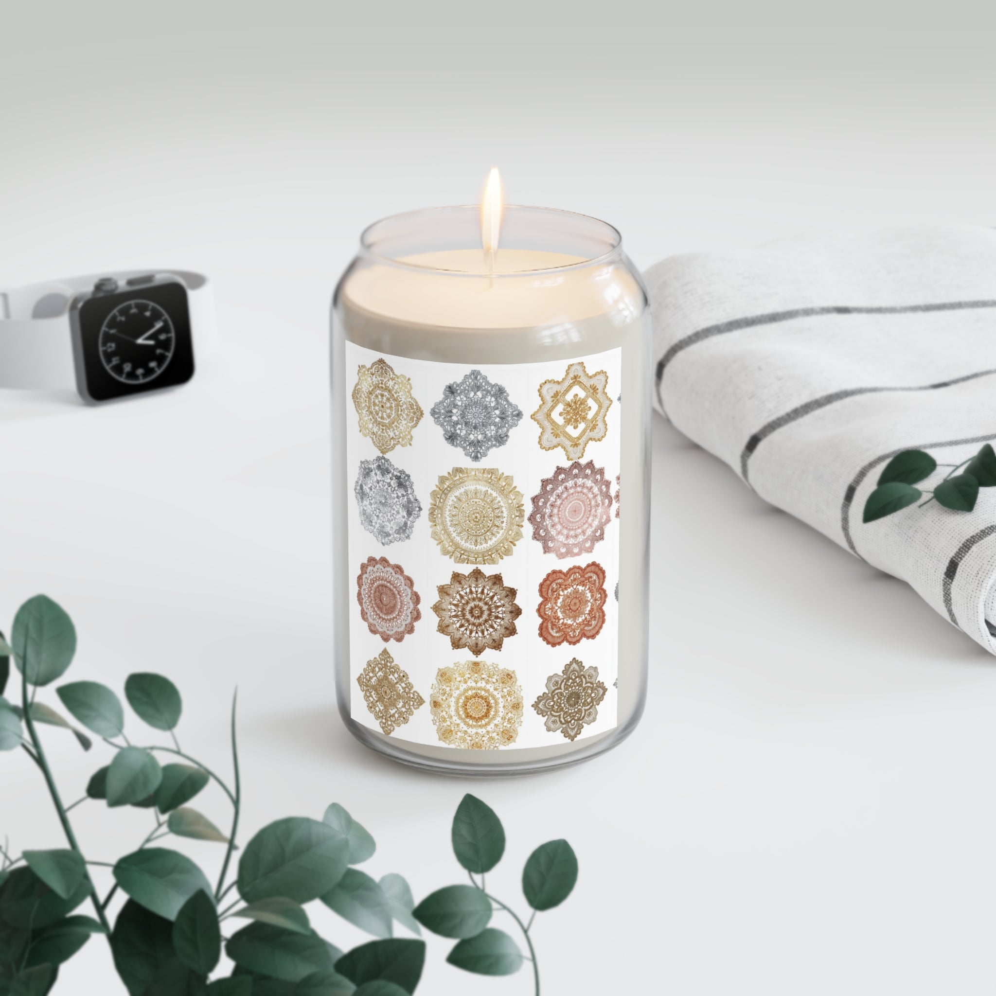 Soy Candle, Lace Doily Design, 13.75oz