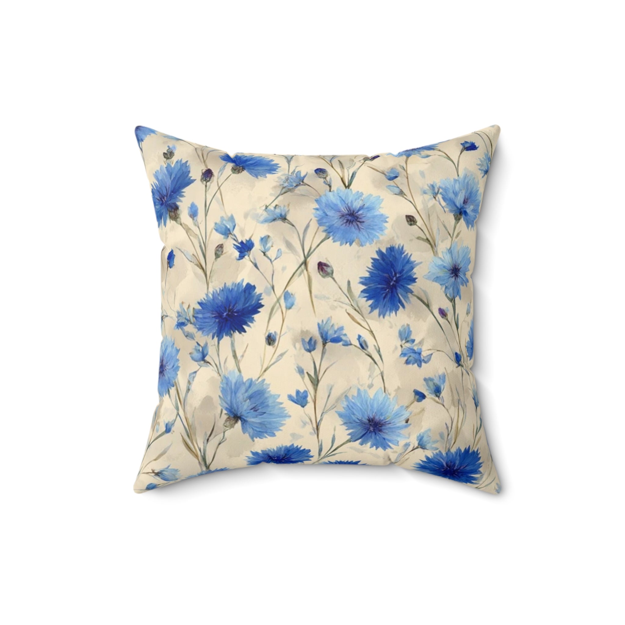 Blue Floral Throw Pillow, Cozy Couch Decor, Gift for Home, Living Room Accent, Flower Pattern Pillow