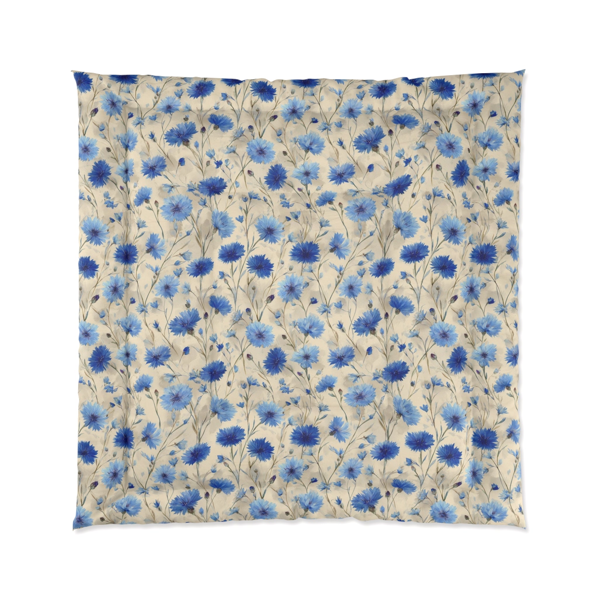 Floral Comforter - Cozy Blue Flower Bedding, Soft Home Decor, Ideal Gift for Housewarming, Bedroom Essentials, Spring Decor