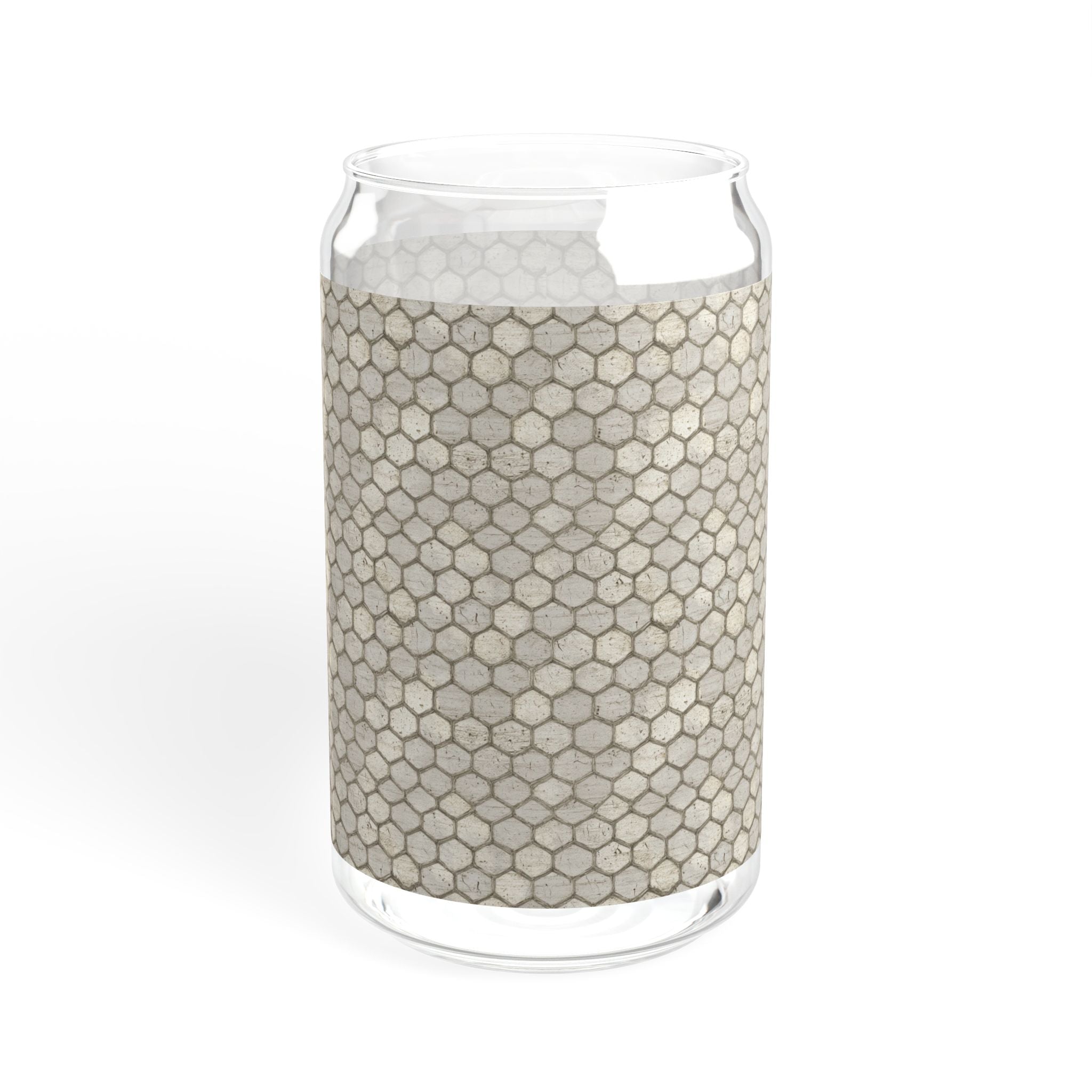 Honeycomb Pattern Sipper Glass, 16oz | Eco-Friendly Drinkware, Perfect for Summer Refreshments, Housewarming Gift, Unique Kitchen Decor