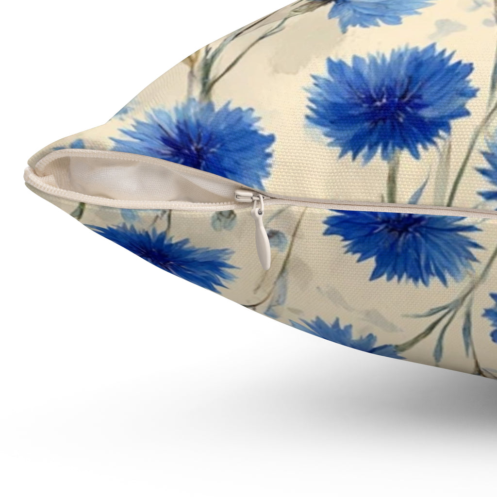 Blue Floral Throw Pillow, Cozy Couch Decor, Gift for Home, Living Room Accent, Flower Pattern Pillow