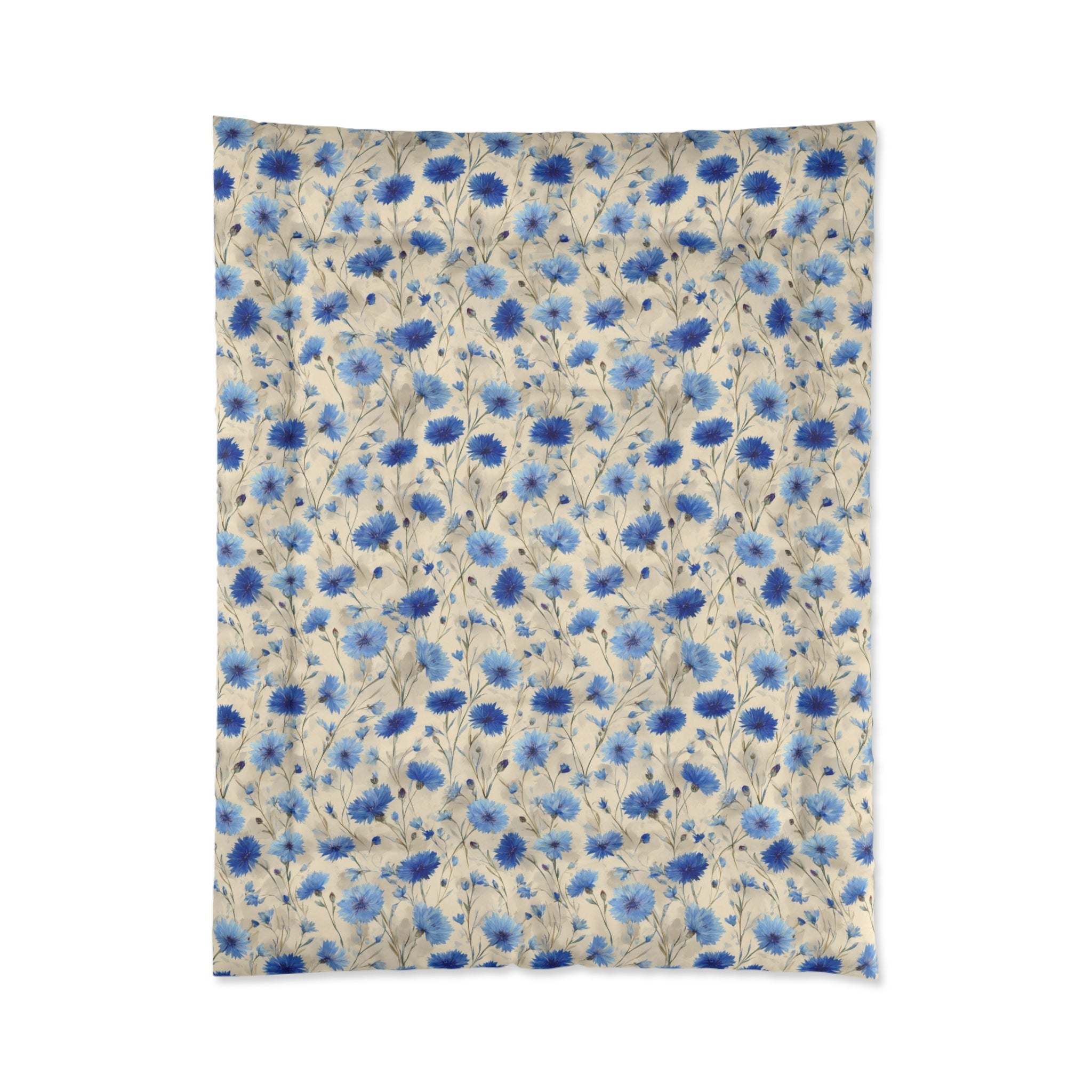 Floral Comforter - Cozy Blue Flower Bedding, Soft Home Decor, Ideal Gift for Housewarming, Bedroom Essentials, Spring Decor