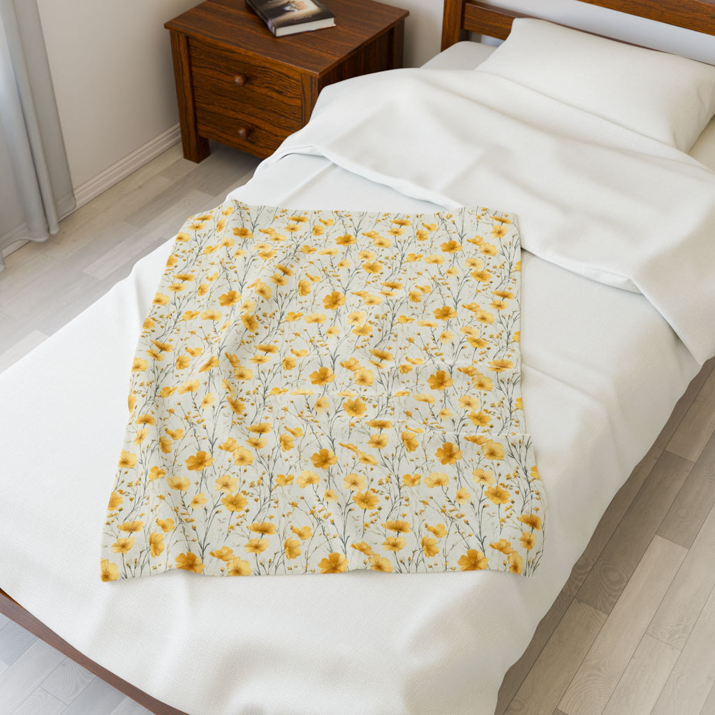 Floral Velveteen Plush Blanket - Cozy Gift for Home, Nursery Decor, Couch Blanket, Travel Comfort, Spring Celebration