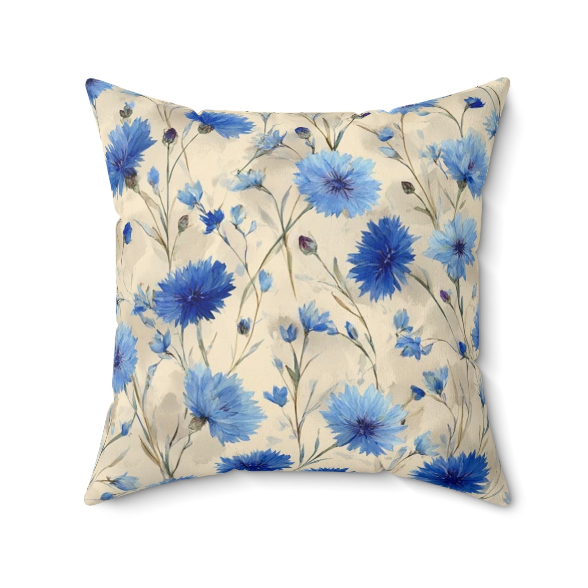 Blue Floral Throw Pillow, Cozy Couch Decor, Gift for Home, Living Room Accent, Flower Pattern Pillow