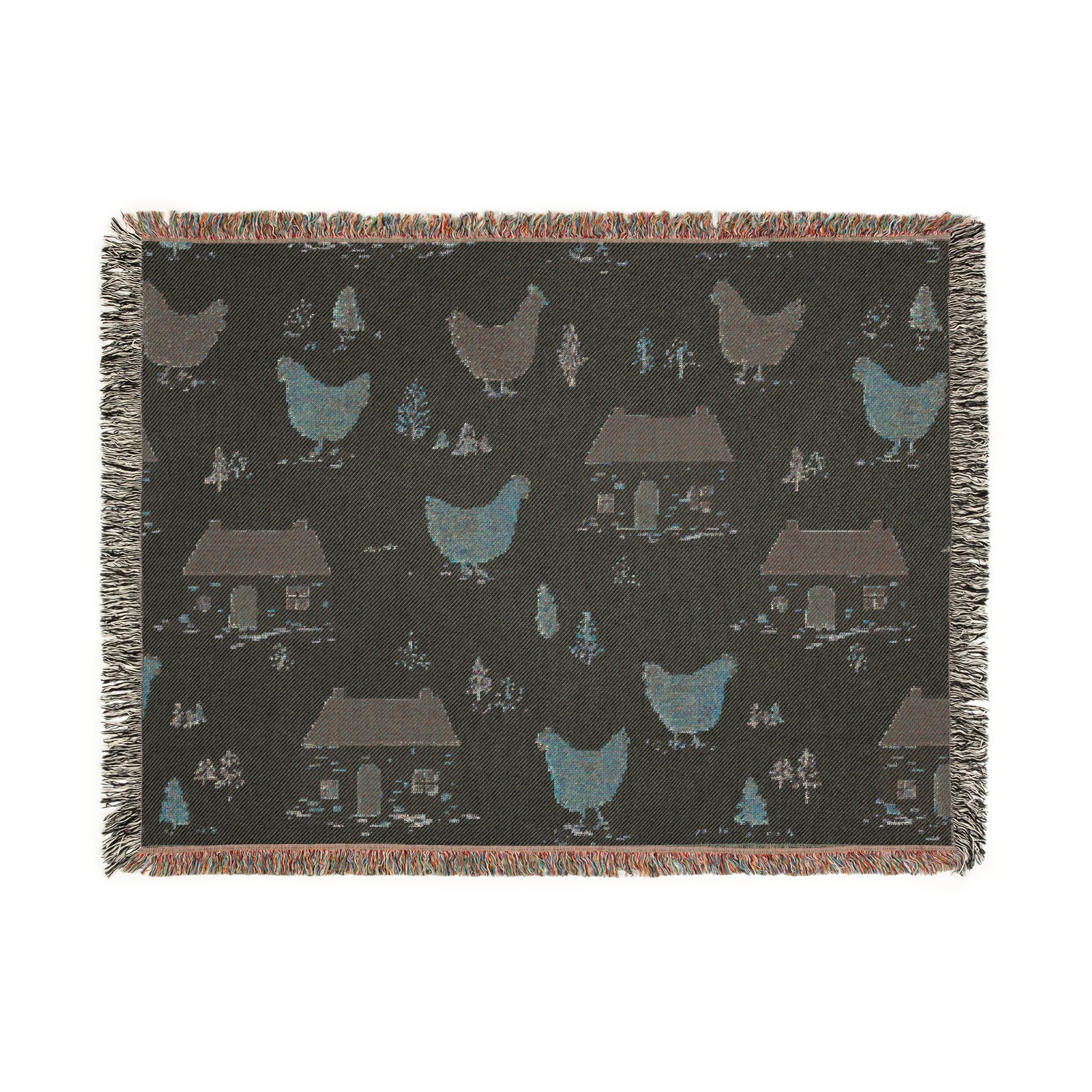 Woven Blanket - Cottage Core Farmhouse Chicken Homestead
