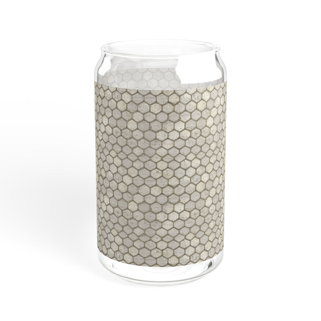 Honeycomb Pattern Sipper Glass, 16oz | Eco-Friendly Drinkware, Perfect for Summer Refreshments, Housewarming Gift, Unique Kitchen Decor