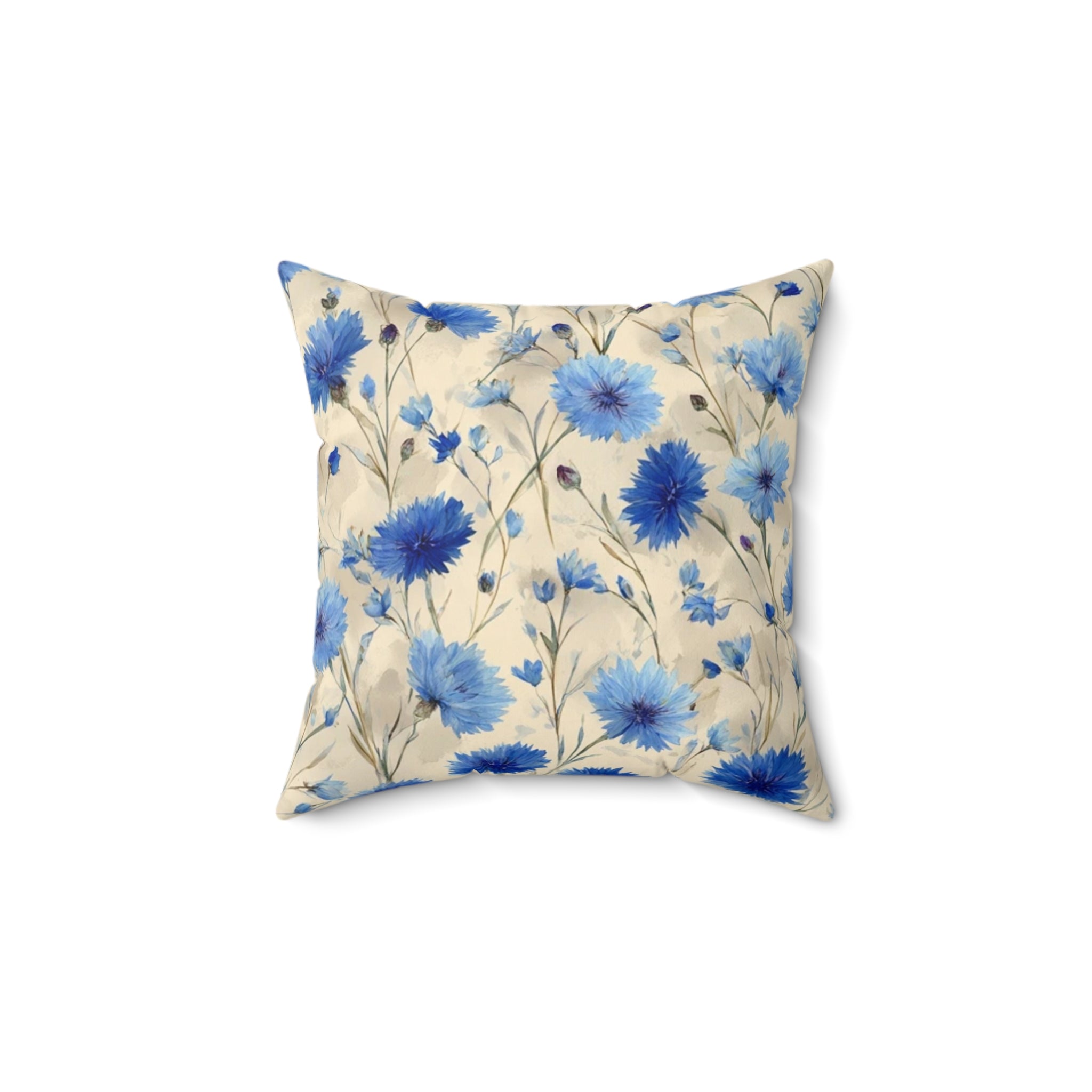 Blue Floral Throw Pillow, Cozy Couch Decor, Gift for Home, Living Room Accent, Flower Pattern Pillow