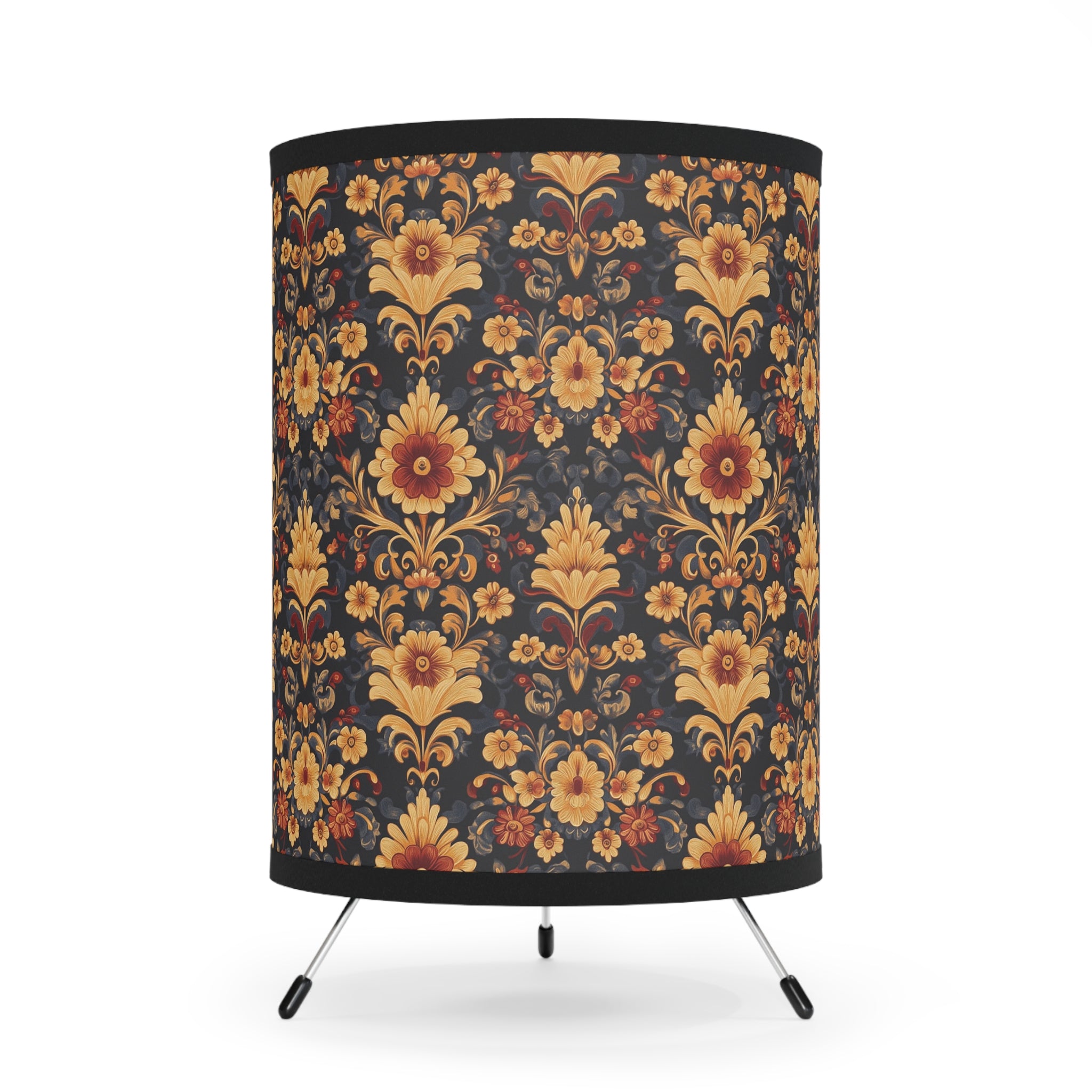 Elegant Floral Tripod Lamp, Vintage Home Decor, Living Room Lighting, Boho Style, Unique Gift